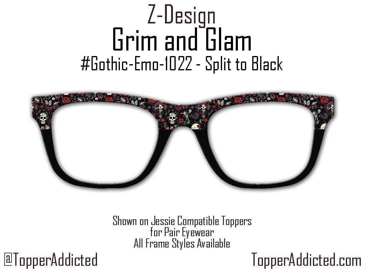 Grim & Glam – Gothic Skull and Roses Magnetic Topper for Pair Eyewear - All Styles - Metal Toppers - Fast Shipping New Top Frames