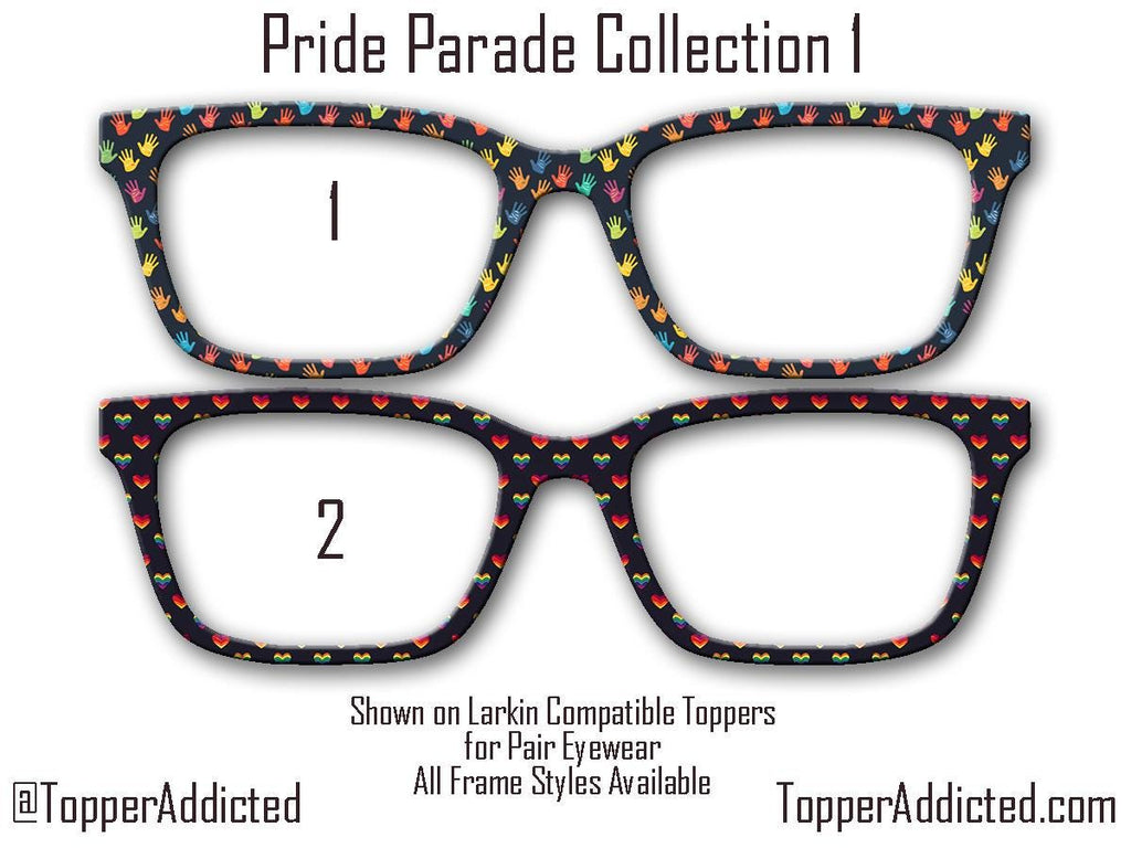 Pride Parade Collection of Metal Magnetic Toppers for Pair Eyewear | 12 Unique Patterns | All Styles | Fast Shipping. LGBTQ+ Rainbows