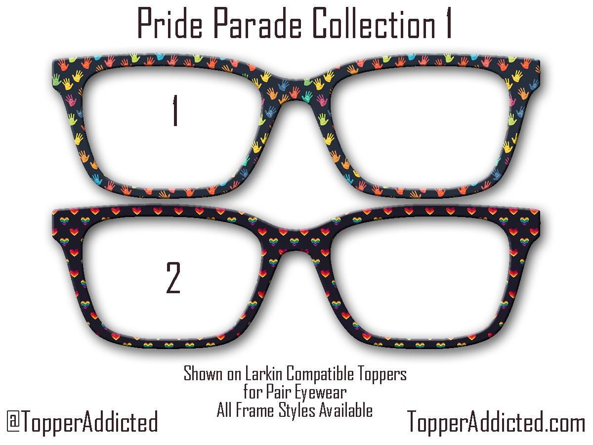 Pride Parade Collection of Metal Magnetic Toppers for Pair Eyewear | 12 Unique Patterns | All Styles | Fast Shipping. LGBTQ+ Rainbows