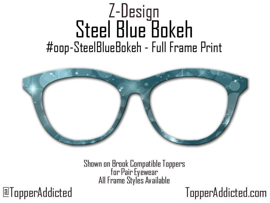 Steel Blue Bokeh Pair Eyewear Compatible Topper– Sparkling Night Sky Aesthetic with Blue Light Bokeh Effect. Strong Magnets. Fast Shipping.
