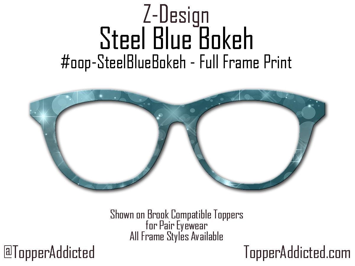 Steel Blue Bokeh Pair Eyewear Compatible Topper– Sparkling Night Sky Aesthetic with Blue Light Bokeh Effect. Strong Magnets. Fast Shipping.