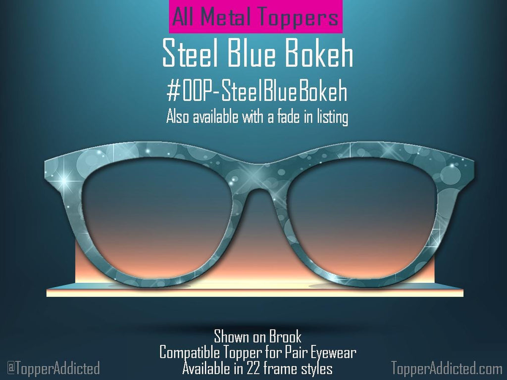 Steel Blue Bokeh Pair Eyewear Compatible Topper– Sparkling Night Sky Aesthetic with Blue Light Bokeh Effect. Strong Magnets. Fast Shipping.