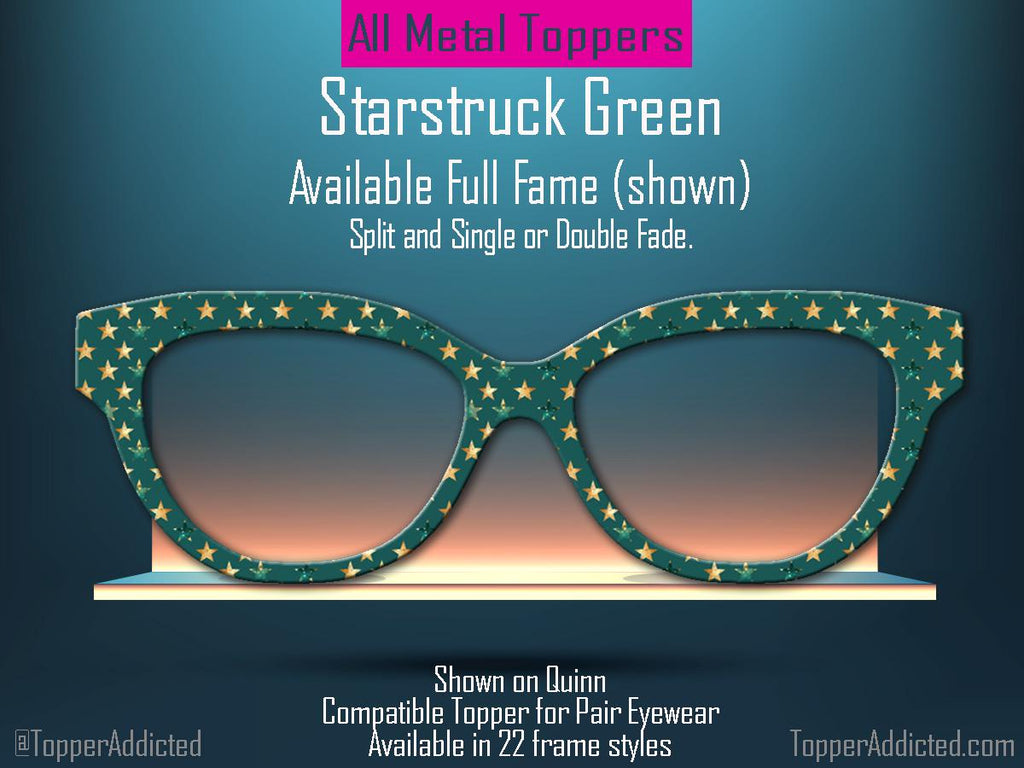 Green Starstruck Magnetic Metal Topper | Compatible with Pair Eyewear | Ships in 3 Business Days or less | All 30+ Top Frame Styles Avail.