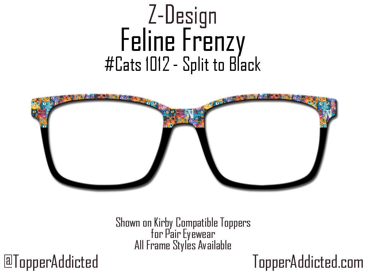 Feline Frenzy Pair Eyewear Compatible Magnetic Toppers – Colorful Cat Pattern, Fast Shipping, Custom Toppers Purrfect Gift for Cat Lovers!