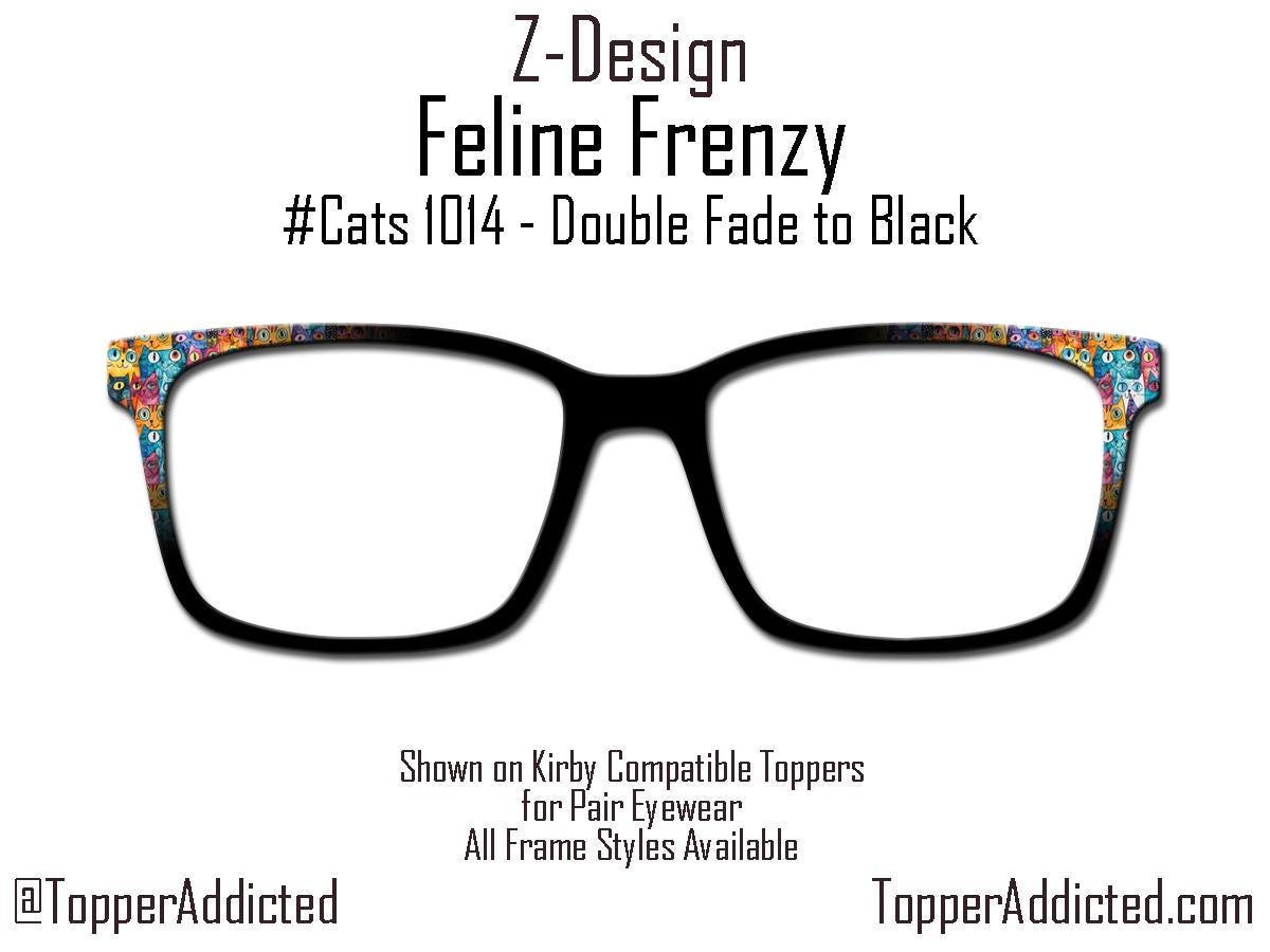 Feline Frenzy Pair Eyewear Compatible Magnetic Toppers – Colorful Cat Pattern, Fast Shipping, Custom Toppers Purrfect Gift for Cat Lovers!
