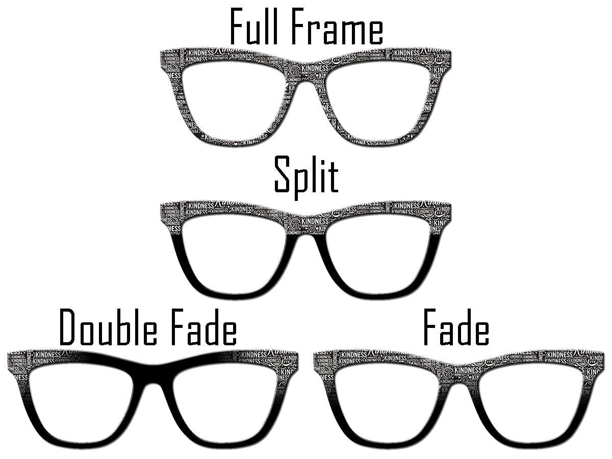 Kindness Counts Pair Eyewear Magnetic Toppers – Word Cloud Design, Black & White, Full Frame, Special pricing for next 50 sold.