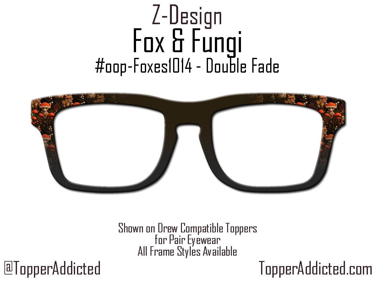 Fox & Fungi - Woodland Fox + Mushroom Pattern Metal Magnetic Eyewear Topper for Pair Eyewear Top Frames - Cottagecore