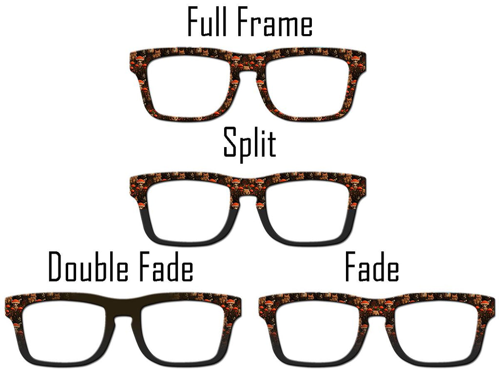 Fox & Fungi - Woodland Fox + Mushroom Pattern Metal Magnetic Eyewear Topper for Pair Eyewear Top Frames - Cottagecore