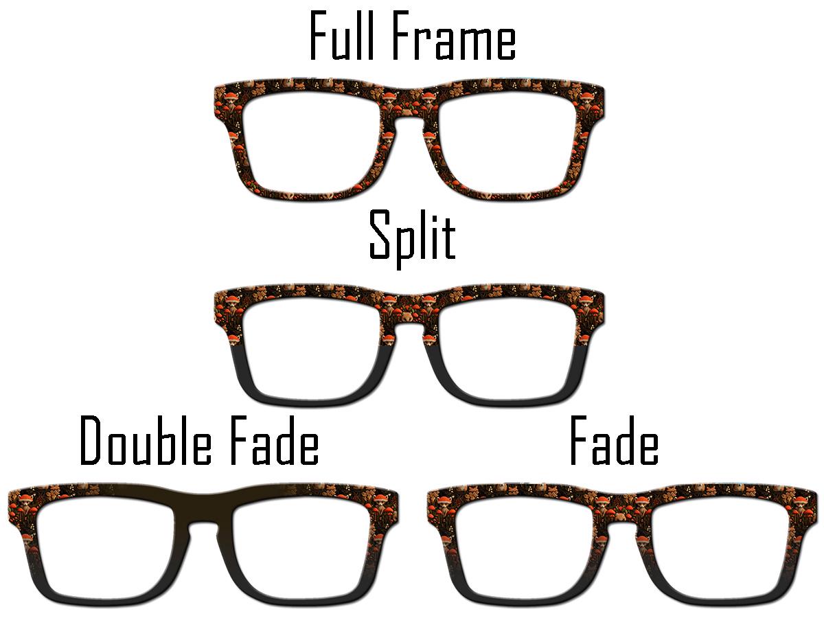 Fox & Fungi - Woodland Fox + Mushroom Pattern Metal Magnetic Eyewear Topper for Pair Eyewear Top Frames - Cottagecore