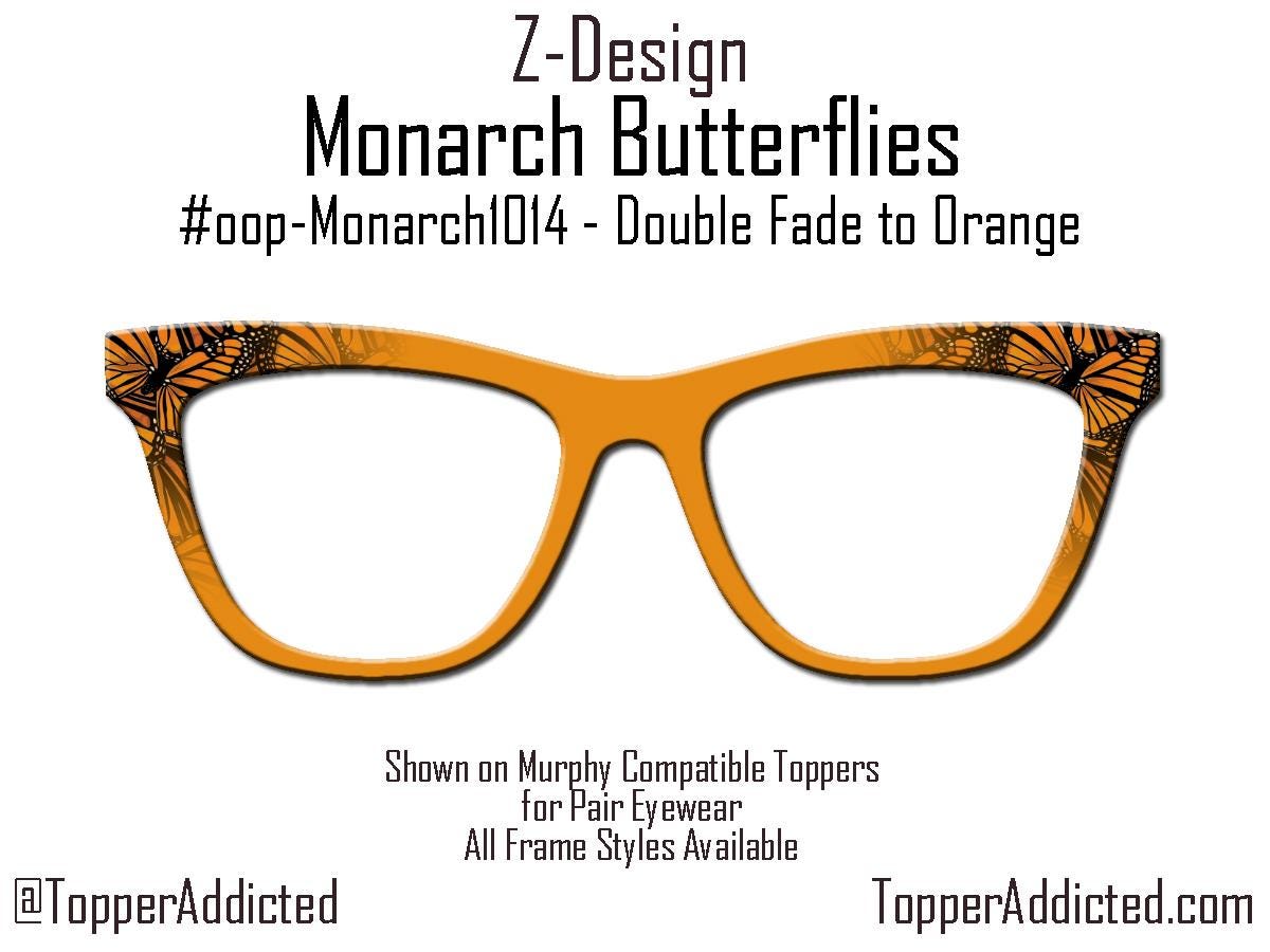 Monarch Butterfly Glasses Toppers – Metal Magnetic Cover compatible with all Pair Eyewear – Full Frame, Split, Fade & Double Fade Options