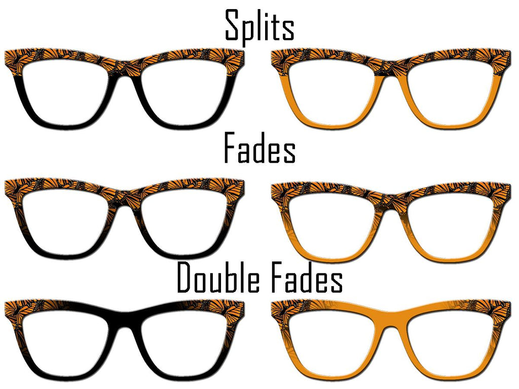 Monarch Butterfly Glasses Toppers – Metal Magnetic Cover compatible with all Pair Eyewear – Full Frame, Split, Fade & Double Fade Options