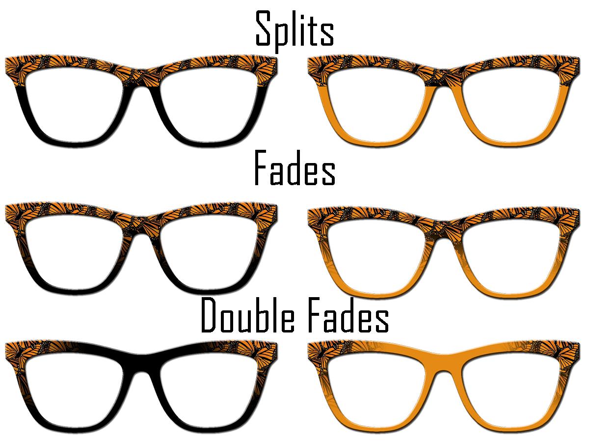 Monarch Butterfly Glasses Toppers – Metal Magnetic Cover compatible with all Pair Eyewear – Full Frame, Split, Fade & Double Fade Options