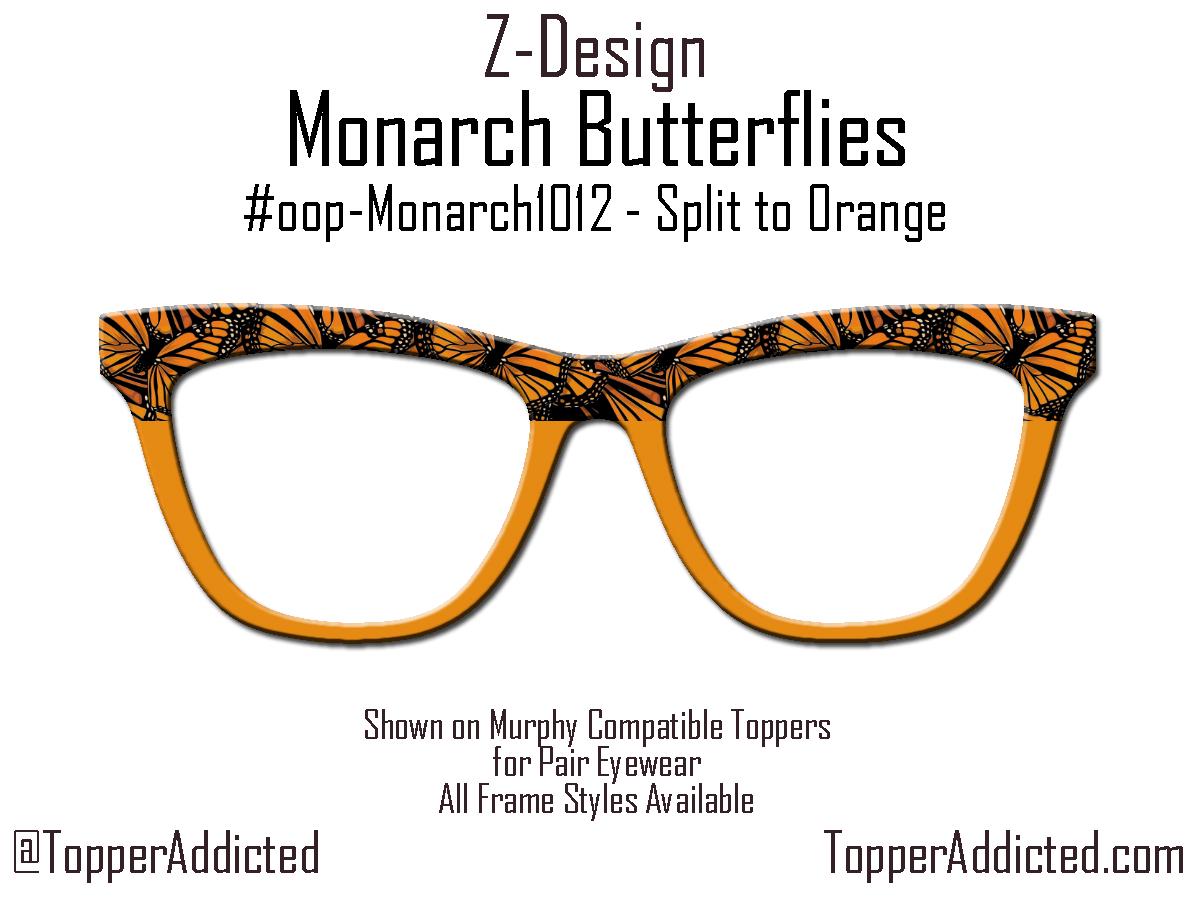 Monarch Butterfly Glasses Toppers – Metal Magnetic Cover compatible with all Pair Eyewear – Full Frame, Split, Fade & Double Fade Options