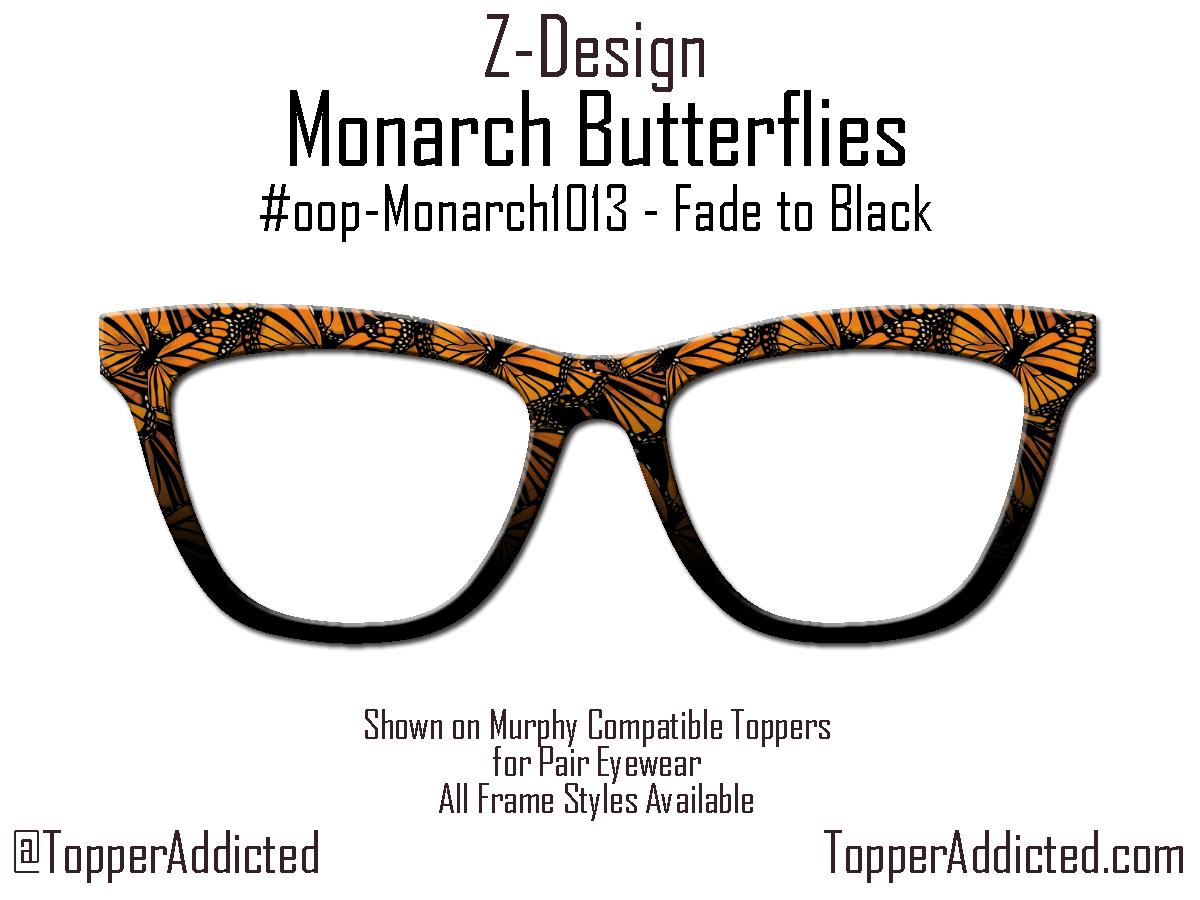 Monarch Butterfly Glasses Toppers – Metal Magnetic Cover compatible with all Pair Eyewear – Full Frame, Split, Fade & Double Fade Options