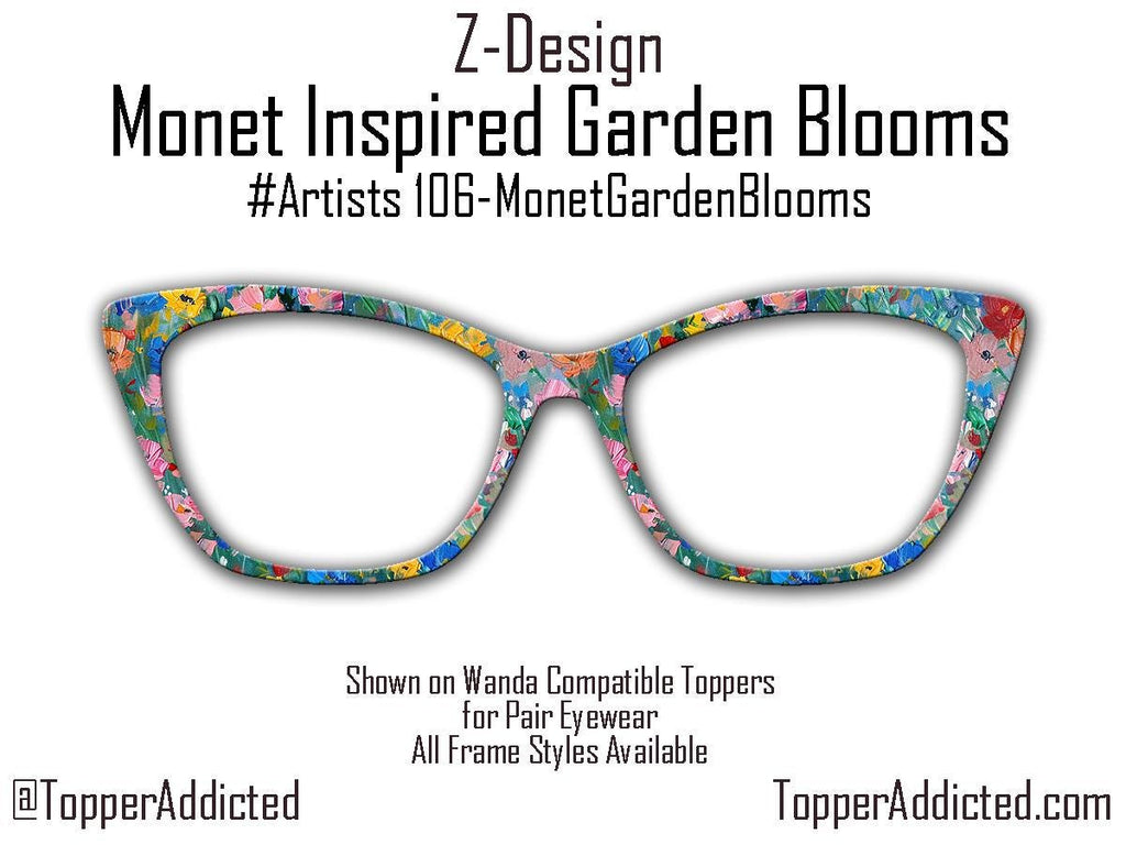 Monet Garden Bloom Metal Magnetic Toppers for Pair Eyewear – Impressionist Floral Design | Fast Shipping - lightweight and beautiful
