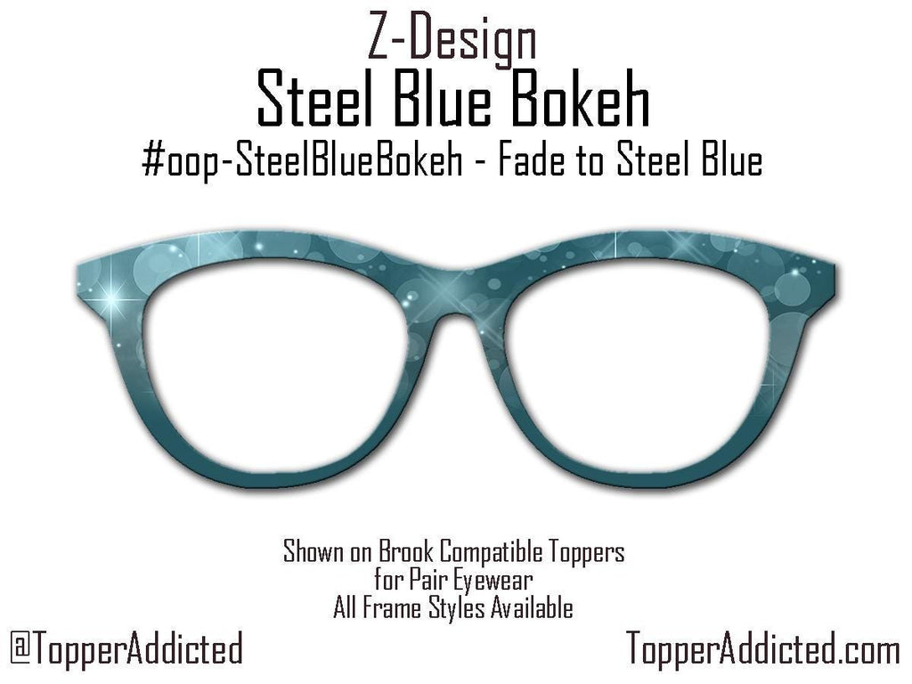 Steel Blue Bokeh Pair Eyewear Compatible Topper– Sparkling Night Sky Aesthetic with Blue Light Bokeh Effect. Strong Magnets. Fast Shipping.