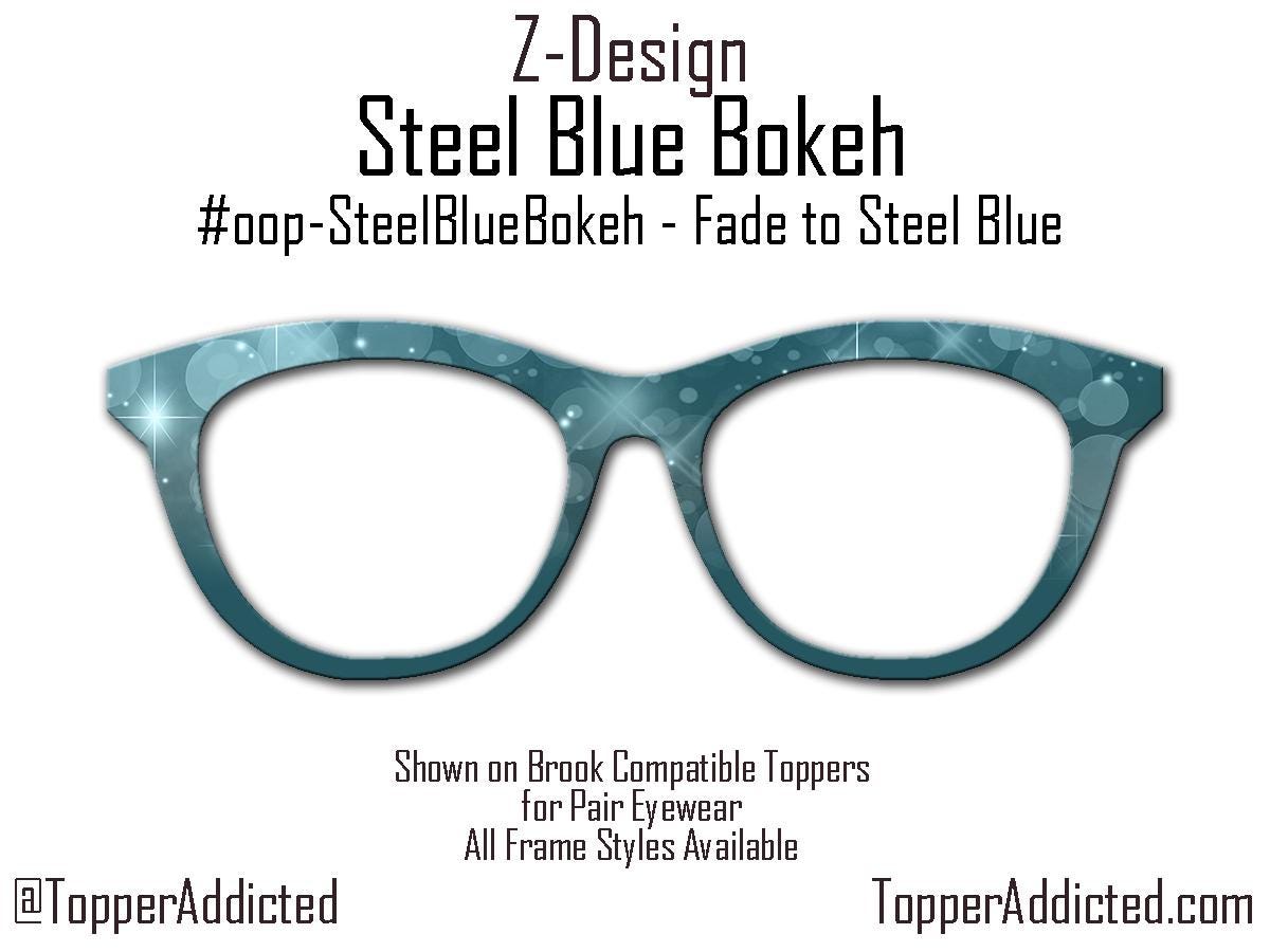 Steel Blue Bokeh Pair Eyewear Compatible Topper– Sparkling Night Sky Aesthetic with Blue Light Bokeh Effect. Strong Magnets. Fast Shipping.