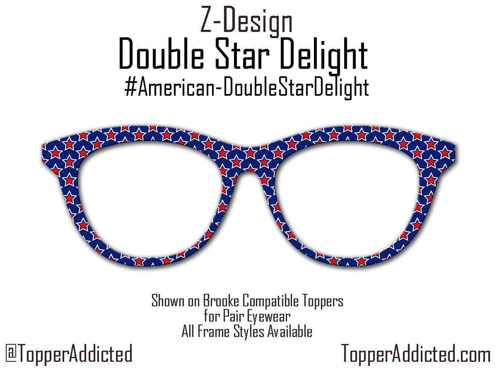 Double Star Delight – Patriotic Red, White & Blue Magnetic Topper for Pair Eyewear | Land That I Love Collection Made in Texas USA