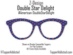 Double Star Delight – Patriotic Red, White & Blue Magnetic Topper for Pair Eyewear | Land That I Love Collection Made in Texas USA