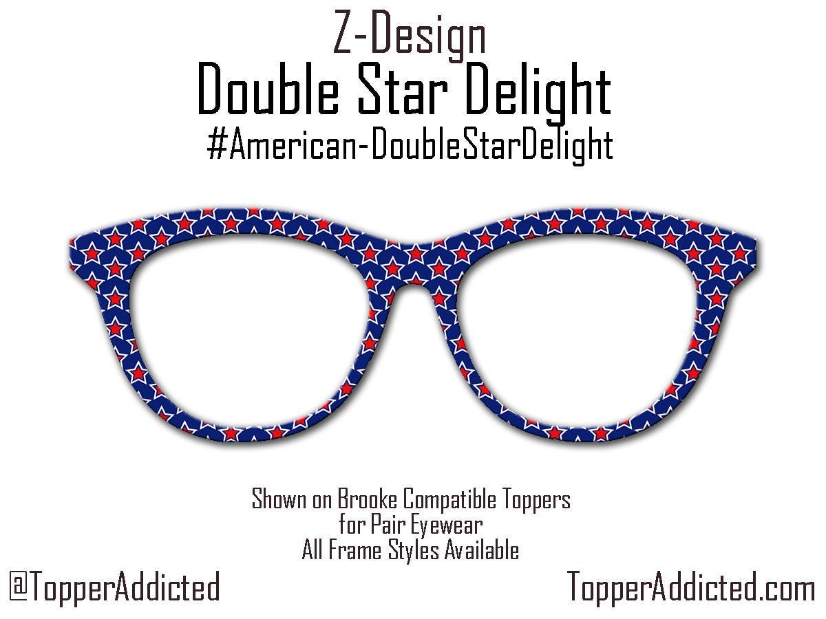 Double Star Delight – Patriotic Red, White & Blue Magnetic Topper for Pair Eyewear | Land That I Love Collection Made in Texas USA