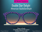 Double Star Delight – Patriotic Red, White & Blue Magnetic Topper for Pair Eyewear | Land That I Love Collection Made in Texas USA