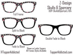 Skulls and Sporcery – Gothic Witchcore Mushroom and Skull Pattern Toppers for Pair Eyewear | Spooky Top Frames with Options. Fast Ship
