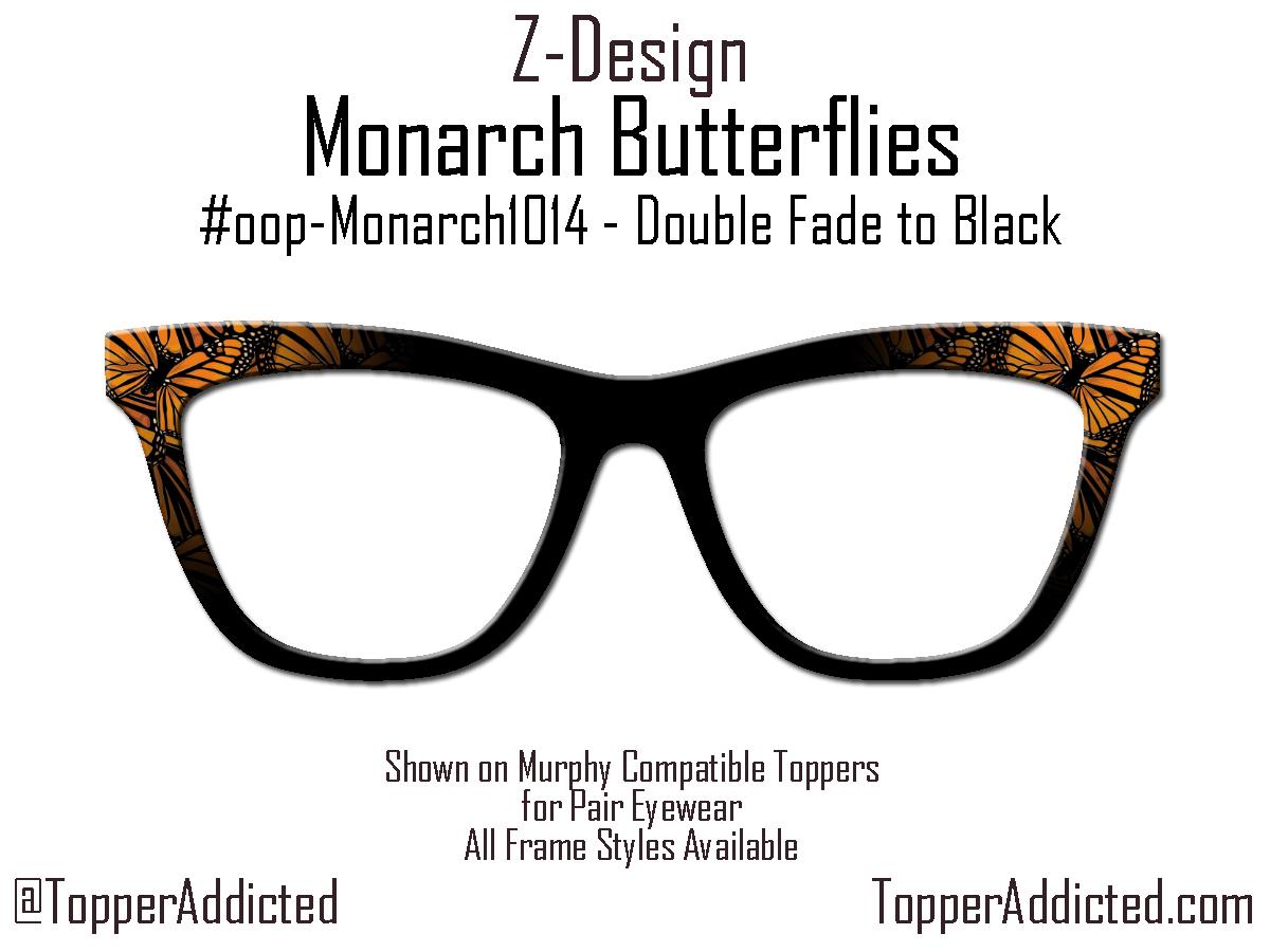 Monarch Butterfly Glasses Toppers – Metal Magnetic Cover compatible with all Pair Eyewear – Full Frame, Split, Fade & Double Fade Options