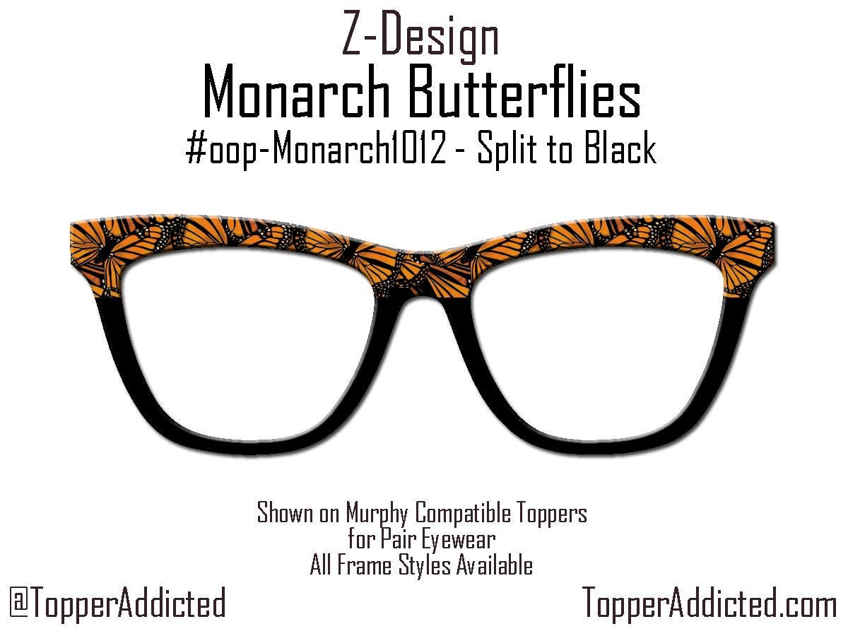 Monarch Butterfly Glasses Toppers – Metal Magnetic Cover compatible with all Pair Eyewear – Full Frame, Split, Fade & Double Fade Options