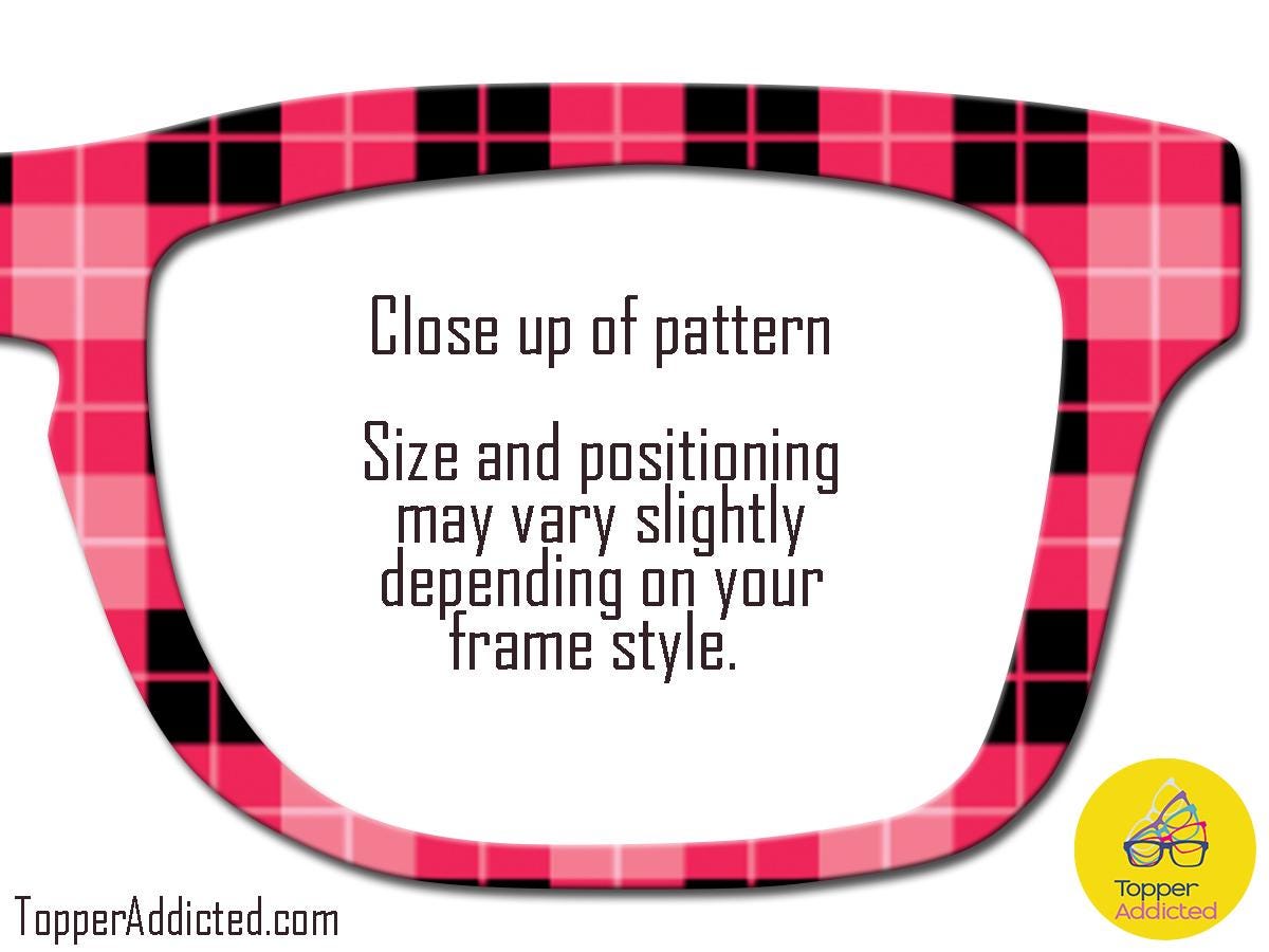 Pink & Black Plaid Pair Eyewear Compatible Topper | Classic Checkered Look with Custom Fade Options. All Metal. Fast Shipping.