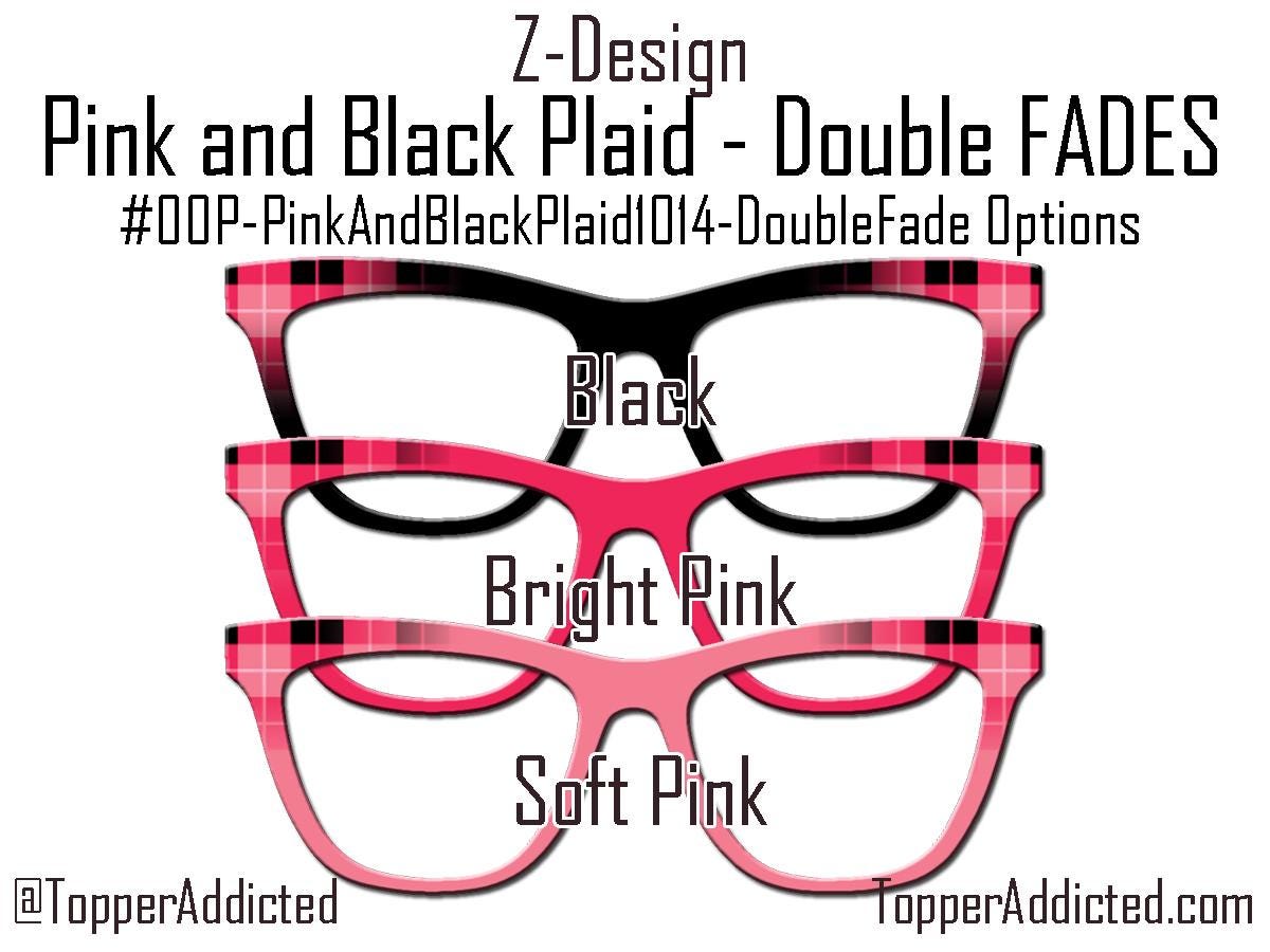 Pink & Black Plaid Pair Eyewear Compatible Topper | Classic Checkered Look with Custom Fade Options. All Metal. Fast Shipping.