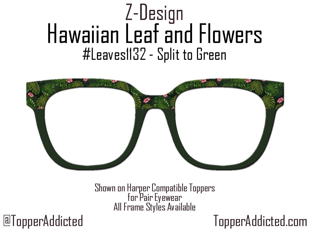 Hawaiian Leaf & Flowers Topper for Pair Eyewear | Tropical Greenery Frame Front | Metal Magnetic Toppers with FAST shipping