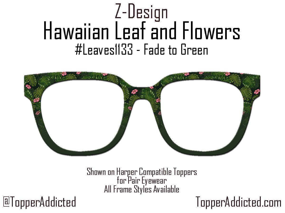 Hawaiian Leaf & Flowers Topper for Pair Eyewear | Tropical Greenery Frame Front | Metal Magnetic Toppers with FAST shipping