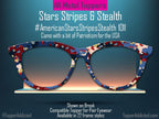 Stars, Stripes & Stealth – Red White and Blue Camo Magnetic Topper for Pair Eyewear | Lightweight Metal Toppers shipped FAST from the USA.
