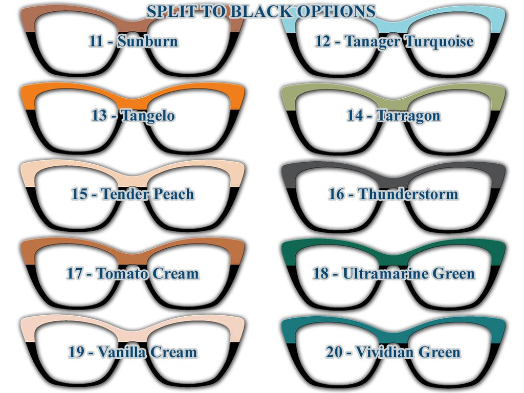 Solid Color Splits Topper Collection – 20 Bold & Fashionable Options + Choose Your Own with a Custom Hex Code! Pair Eyewear Compatible