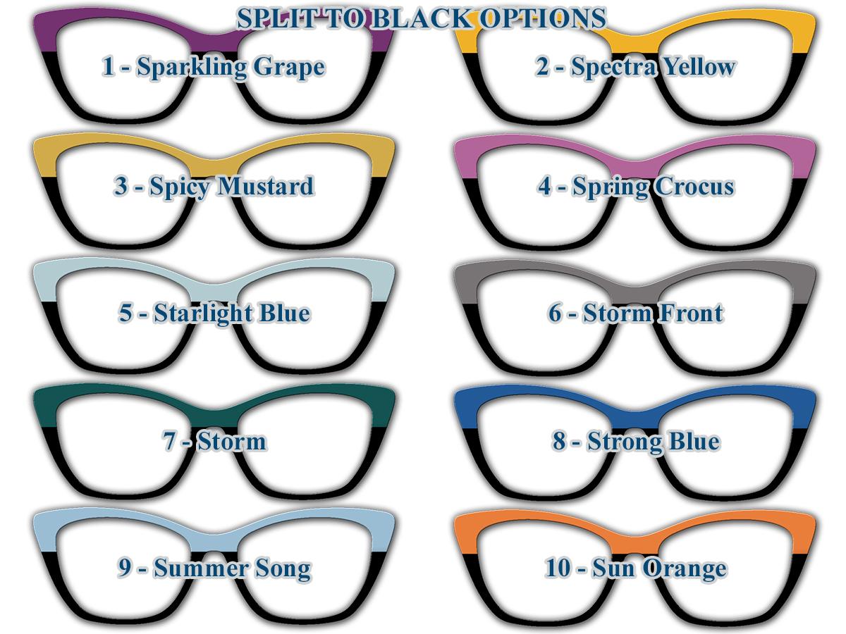 Solid Color Splits Topper Collection – 20 Bold & Fashionable Options + Choose Your Own with a Custom Hex Code! Pair Eyewear Compatible