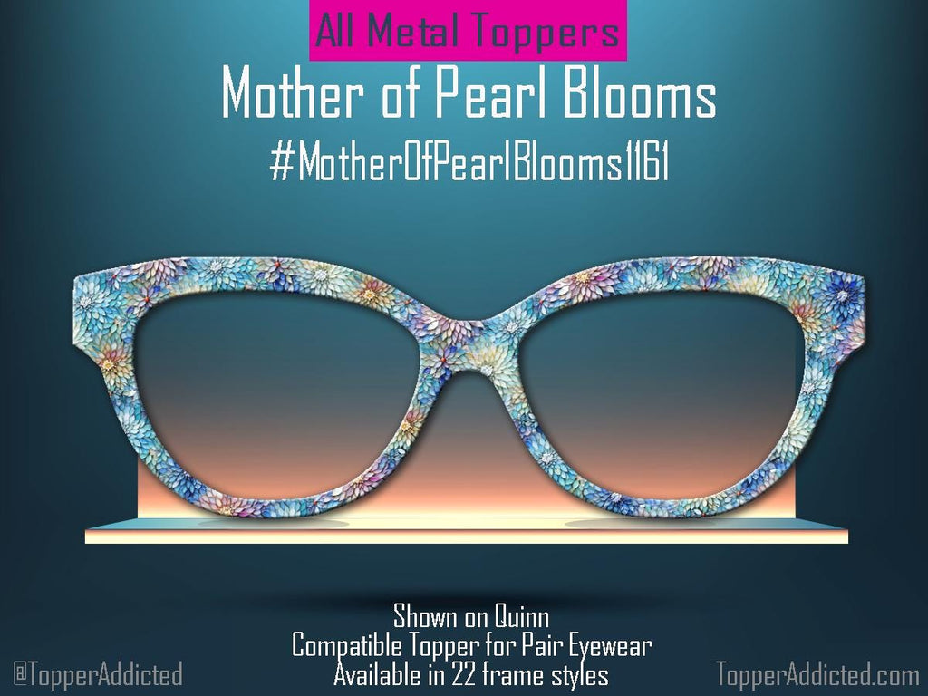 Mother of Pearl Print Floral Blooms for Pair Eyewear Magnetic glasses in metal | Fast Shipping - lightweight and beautiful