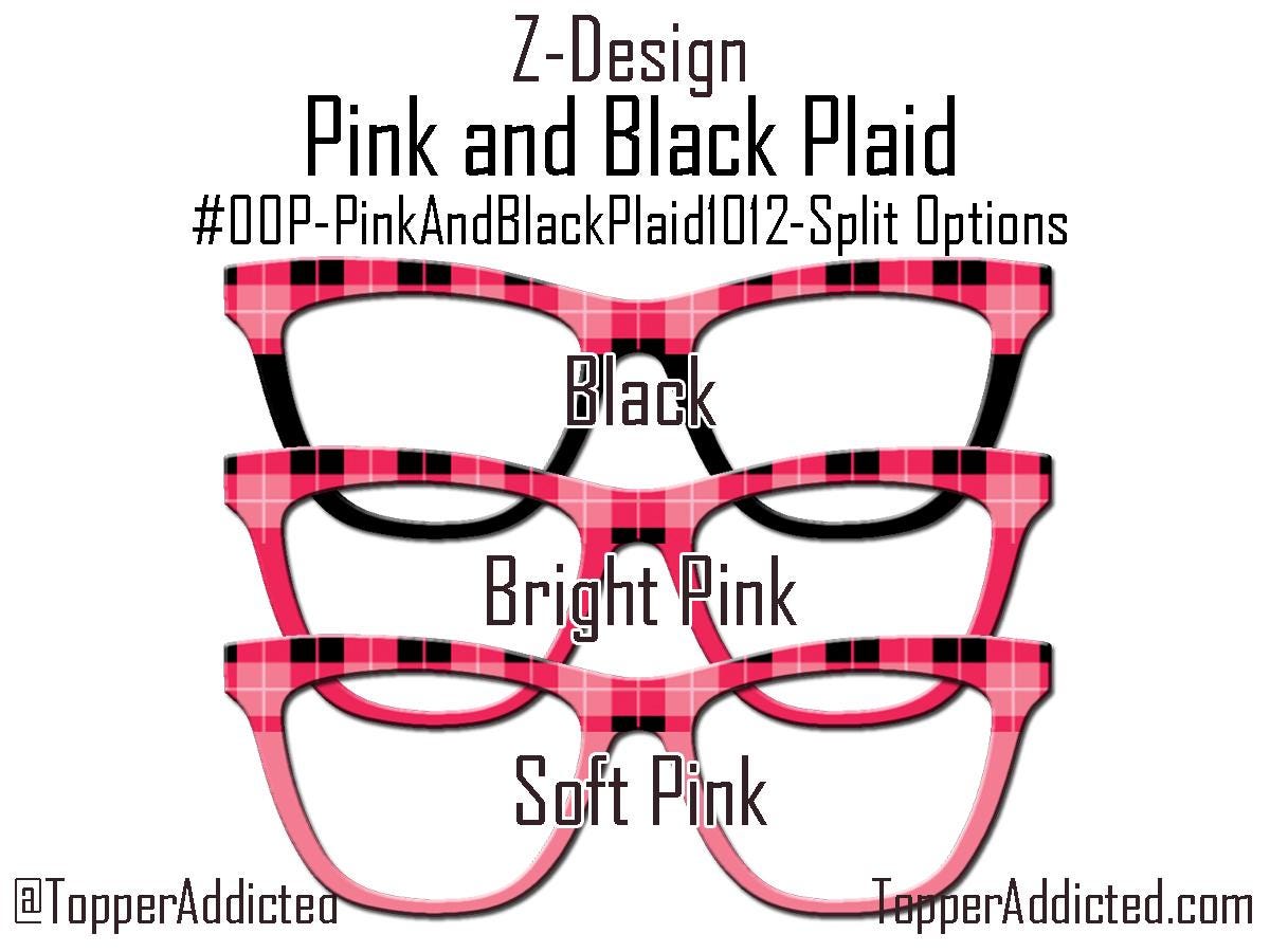 Pink & Black Plaid Pair Eyewear Compatible Topper | Classic Checkered Look with Custom Fade Options. All Metal. Fast Shipping.