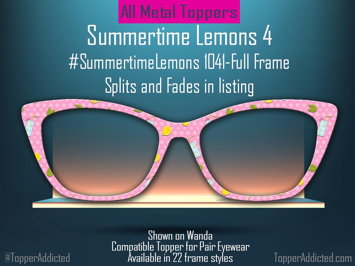 Summertime Lemons 4 Pink Topper compatible with Pair Eyewear | Lemonade Picnic on Pink Background Four Style Options plus customizing avail