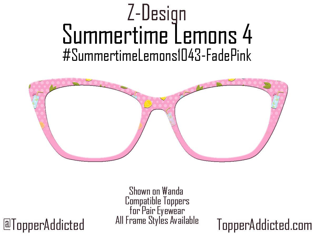 Summertime Lemons 4 Pink Topper compatible with Pair Eyewear | Lemonade Picnic on Pink Background Four Style Options plus customizing avail