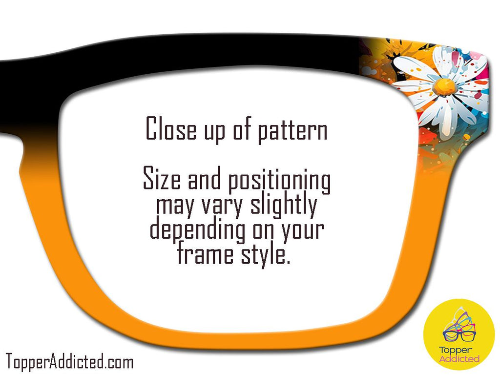 Daisy Spatter Black and Orange Topper for Pair Eyewear – All Metal Magnetic Cover – Compatible with All Frame Style - FASTEST shipping.