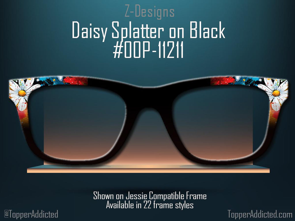 Daisy Spatter on Black – All Metal Magnetic Cover – Compatible with All Frame Style - FASTEST shipping.
