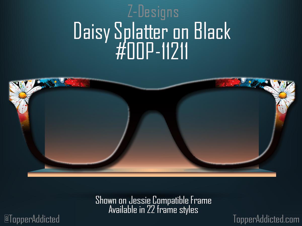 Daisy Spatter on Black – All Metal Magnetic Cover – Compatible with All Frame Style - FASTEST shipping.