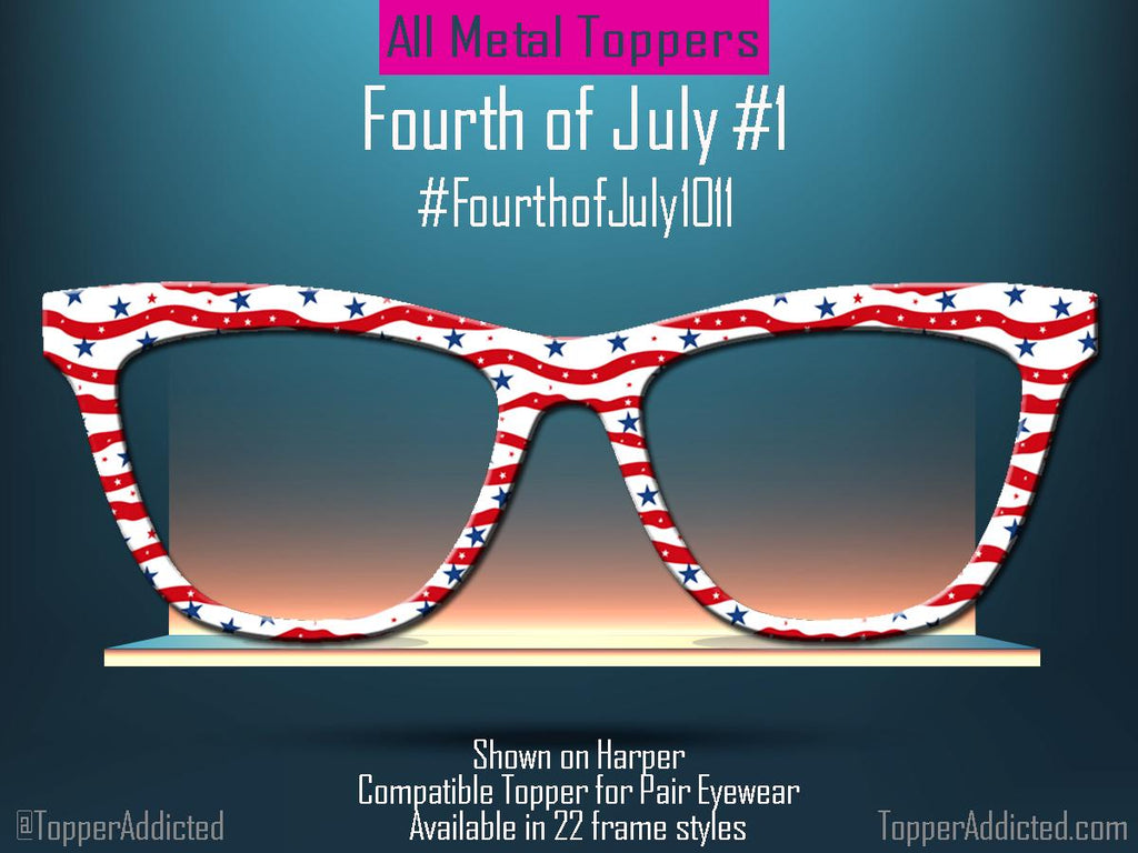 Wavy Glory – Patriotic Red, White & Blue Metal Magnetic Topper for Pair Eyewear - 4th of July Metal Topper