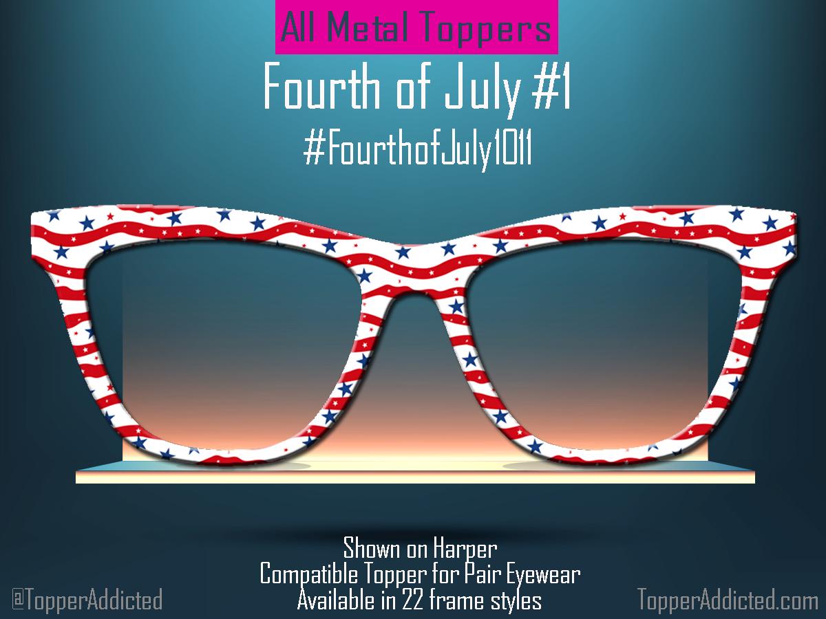 Wavy Glory – Patriotic Red, White & Blue Metal Magnetic Topper for Pair Eyewear - 4th of July Metal Topper