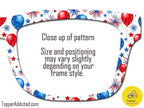 Firecracker Balloons – Red, White & Blue Celebration Topper for Pair Eyewear- 4th of July Metal Topper