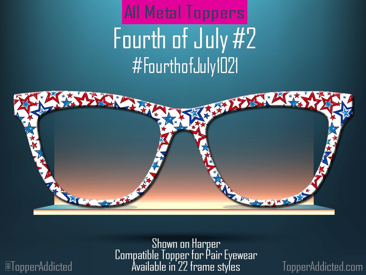 USA Star Parade – Multicolor Patriotic Star Metal Topper for Pair Eyewear- 4th of July Metal Topper - July4th Stars of Patriotism