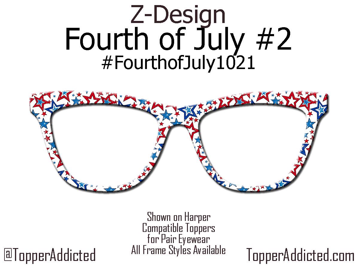 USA Star Parade – Multicolor Patriotic Star Metal Topper for Pair Eyewear- 4th of July Metal Topper - July4th Stars of Patriotism