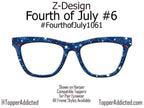 Star Filled Night USA – Deep Blue Patriotic Star Print Topper for Pair Eyewear - 4th of July Metal Topper Red, White and Blue - Ships FAST.