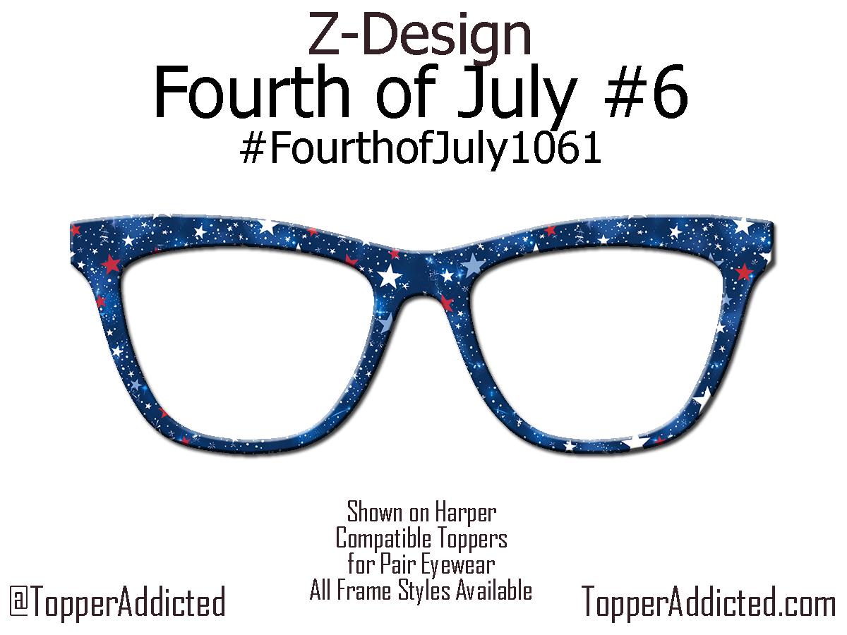 Star Filled Night USA – Deep Blue Patriotic Star Print Topper for Pair Eyewear - 4th of July Metal Topper Red, White and Blue - Ships FAST.