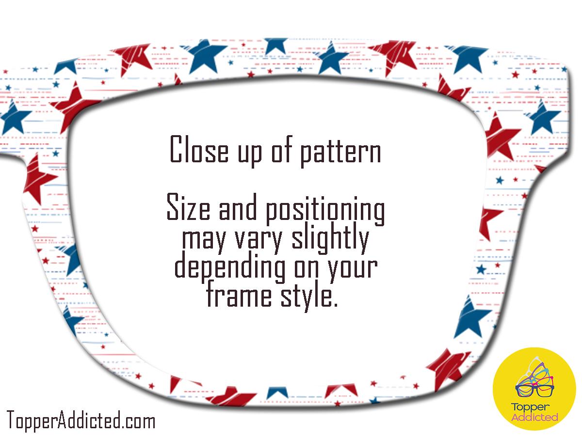 Rustic Stars & Stripes – Distressed Flag Pattern Topper for Pair Eyewear - 4th of July Metal Topper Red, White and Blue - Ships FAST.